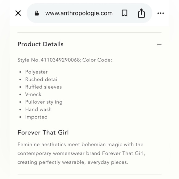 FOREVER THAT GIRL by ANTHROPOLOGIE NWOT Smocked Ruffle Blouse in Lilac - Picture 9 of 9